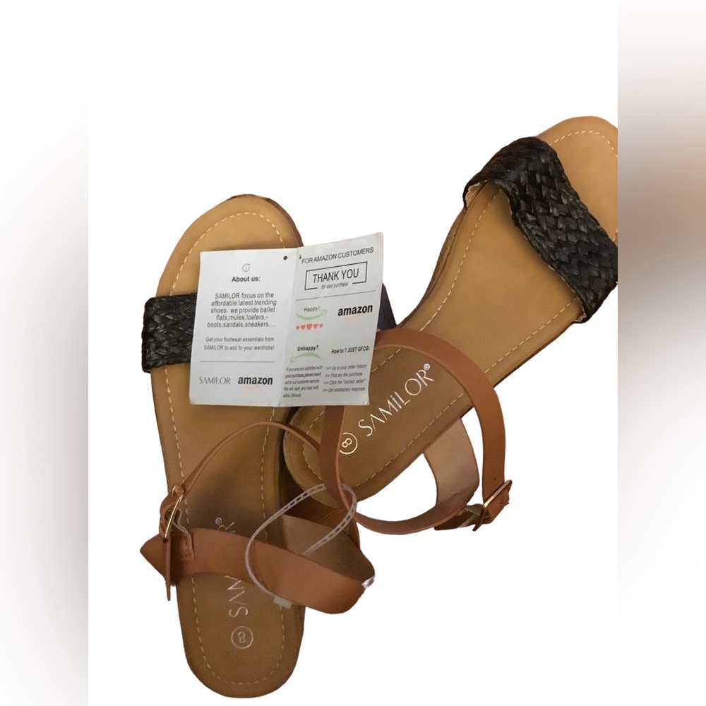 Samilor Wedge Sandals Open Toe Elastic Ankle Strap Espadrilles Size 8 NWT